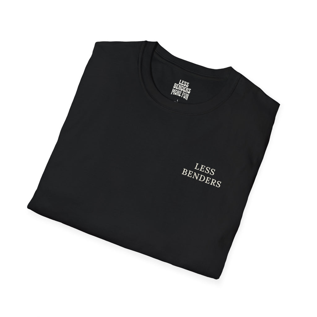 LESS BENDERS MORE FUN Front/Back Print Rainbow Retro T-Shirt - Made For the Terminally Conscious
