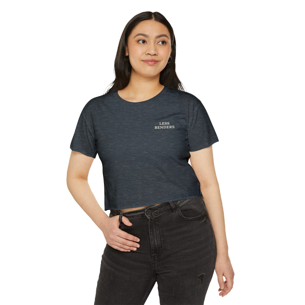 LESS BENDERS MORE FUN FRONT/BACK PRINT | Women's Festival Crop Top - Made For the Terminally Conscious