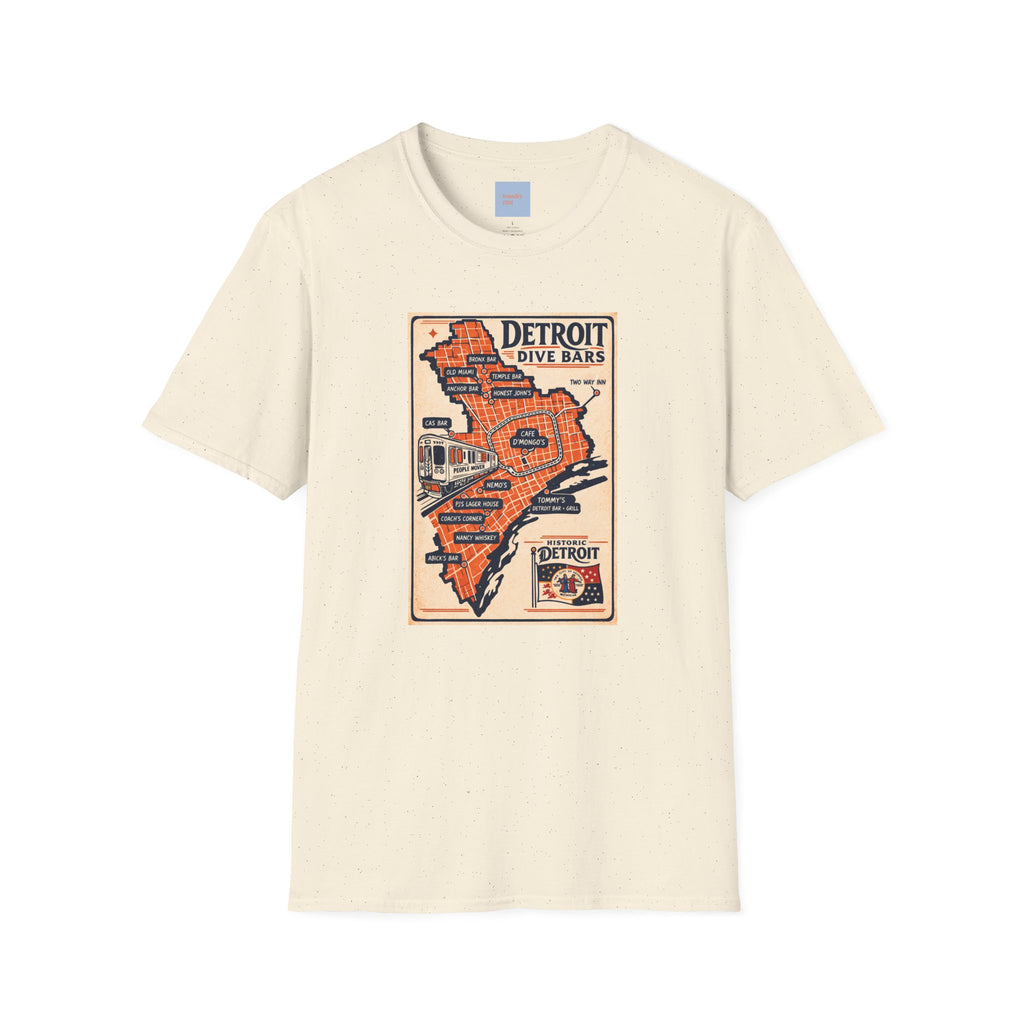Detroit Dive Bars Map T-Shirt | Vintage City Map Design