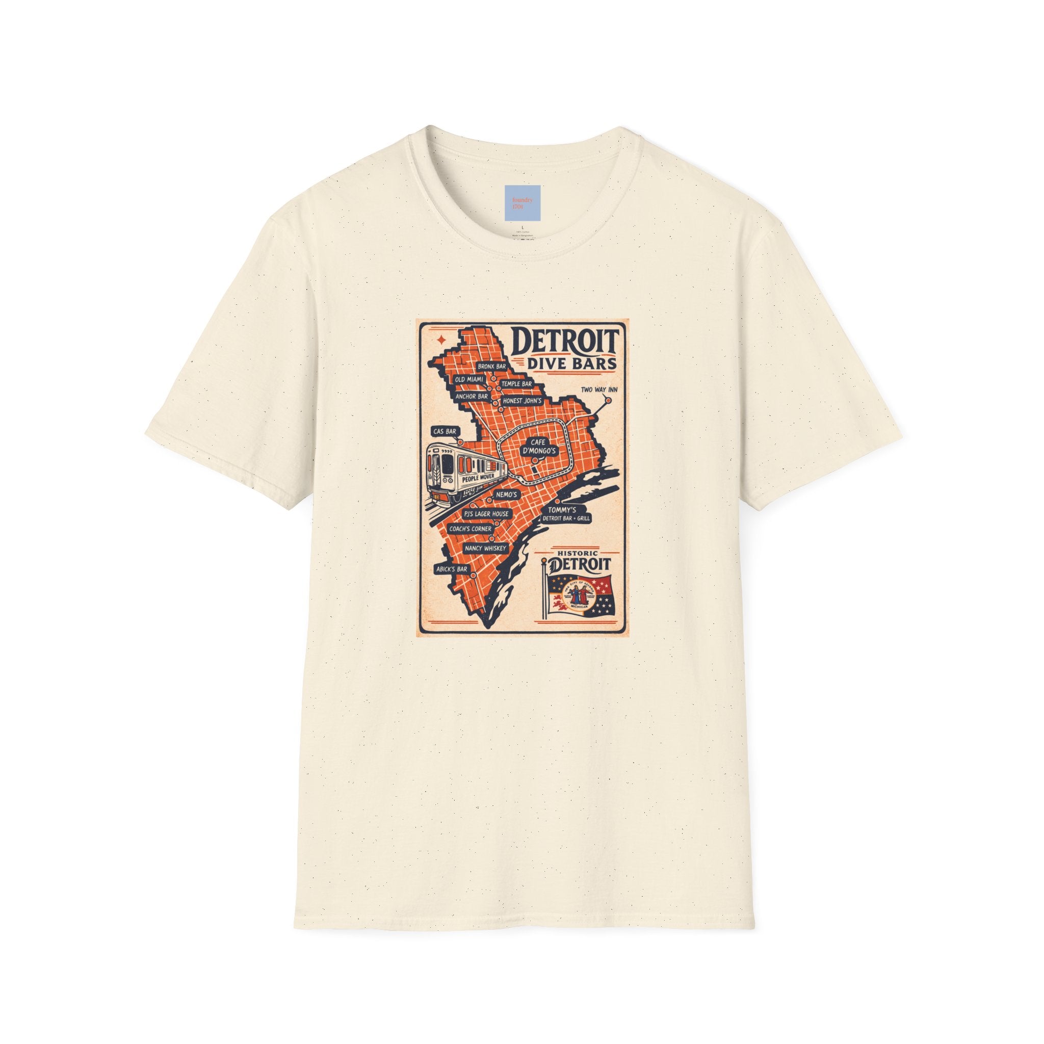 Detroit Dive Bars Map T-Shirt | Vintage City Map Design