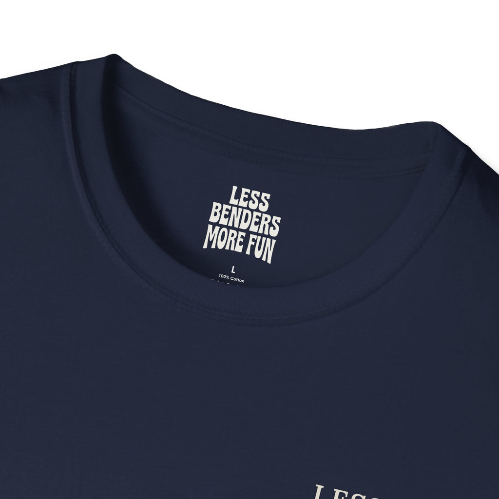 LESS BENDERS MORE FUN Front/Back Print Rainbow Retro T-Shirt - Made For the Terminally Conscious