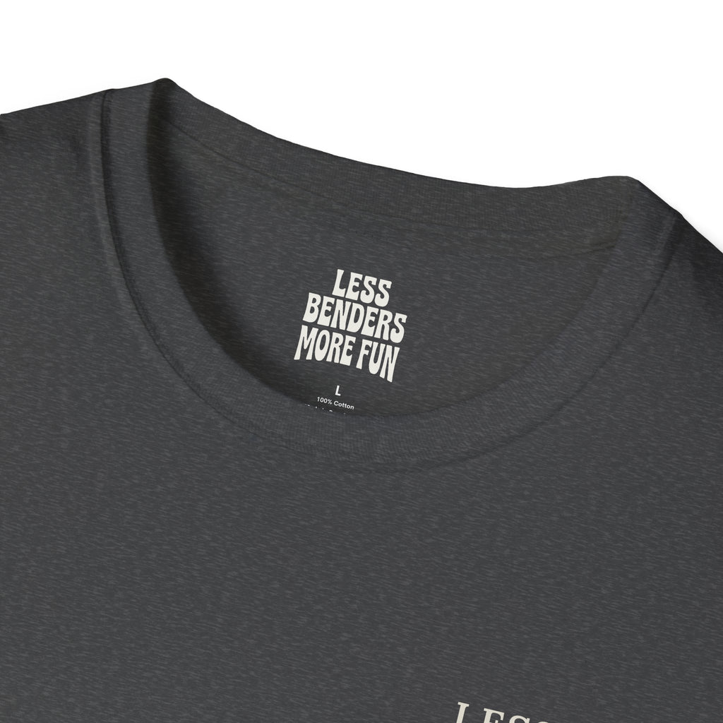 LESS BENDERS MORE FUN Front/Back Print Rainbow Retro T-Shirt - Made For the Terminally Conscious