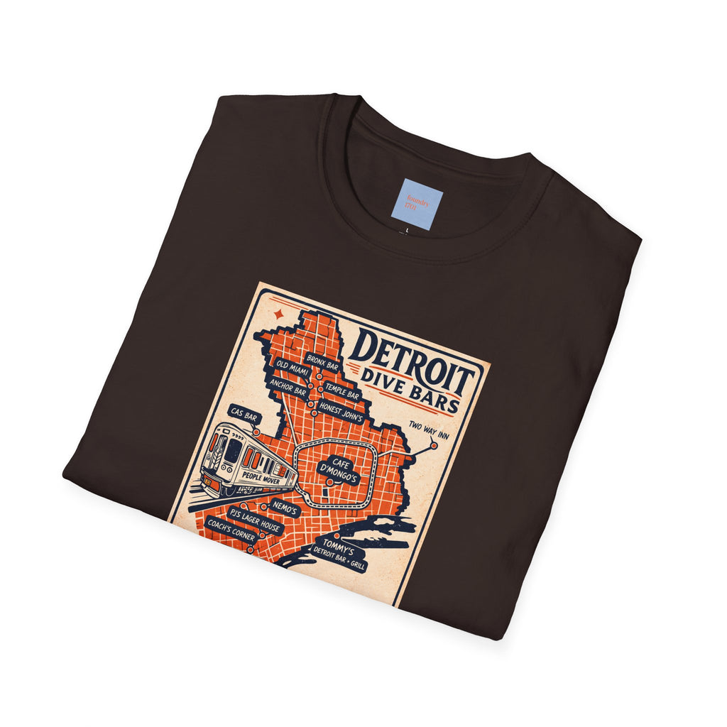 Detroit Dive Bars Map T-Shirt | Vintage City Map Design