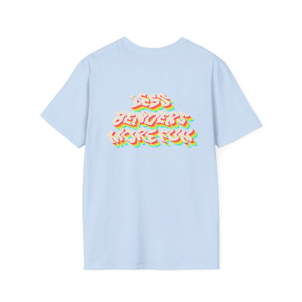 LESS BENDERS MORE FUN Front/Back Print Retro Colorful Graphic T-Shirt - Made For the Terminally Conscious