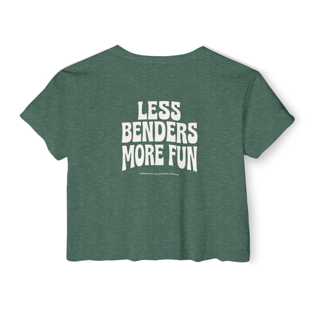 LESS BENDERS MORE FUN FRONT/BACK Print | Women's Festival Crop Top - Made For the Terminally Conscious