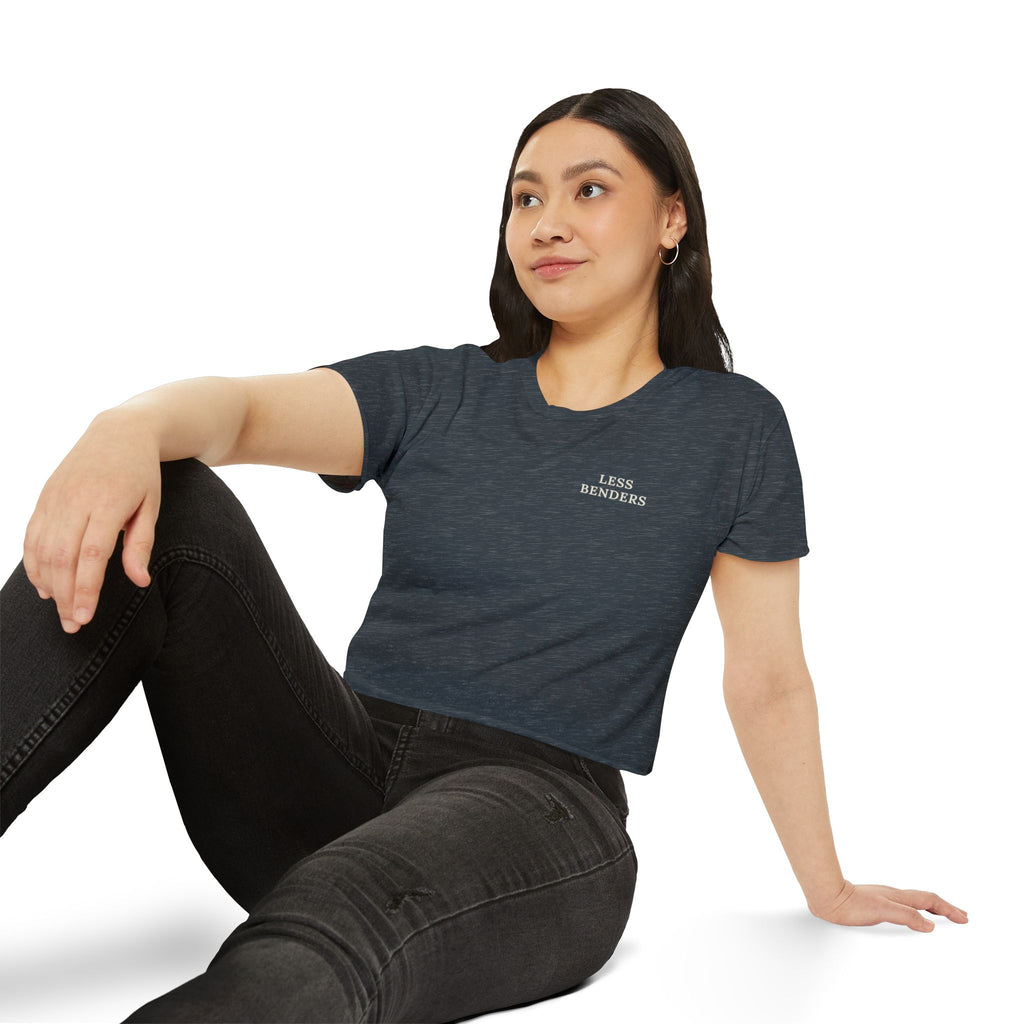 LESS BENDERS MORE FUN Front Print | Women's Festival Crop Top - Made For the Terminally Conscious