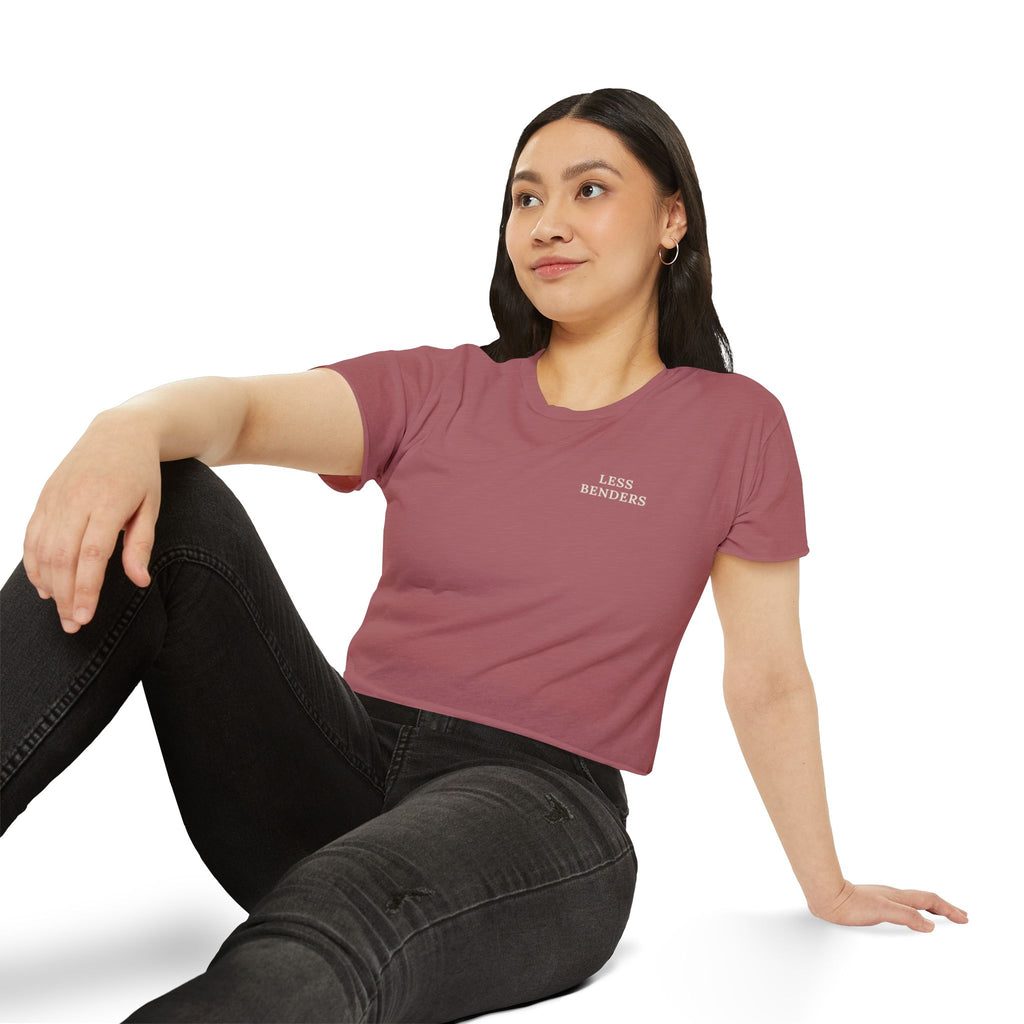 LESS BENDERS MORE FUN Front Print | Women's Festival Crop Top - Made For the Terminally Conscious