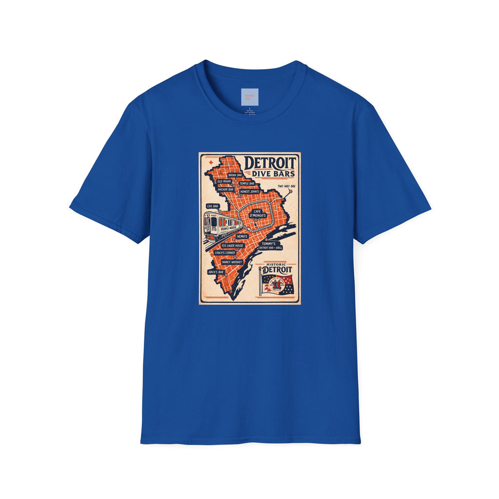 Detroit Dive Bars Map T-Shirt | Vintage City Map Design
