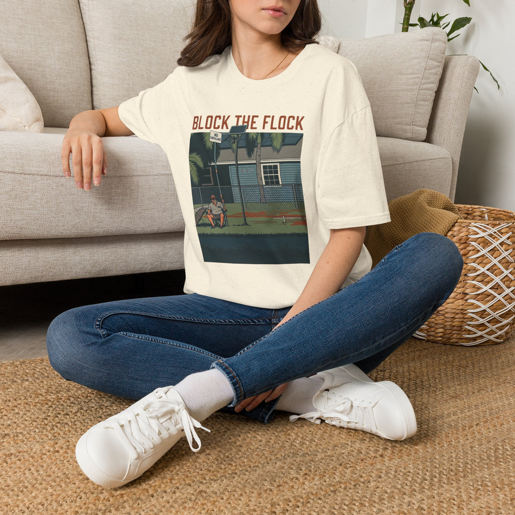 Block the Flock Graphic T-Shirt — Retro Beach House Illustration