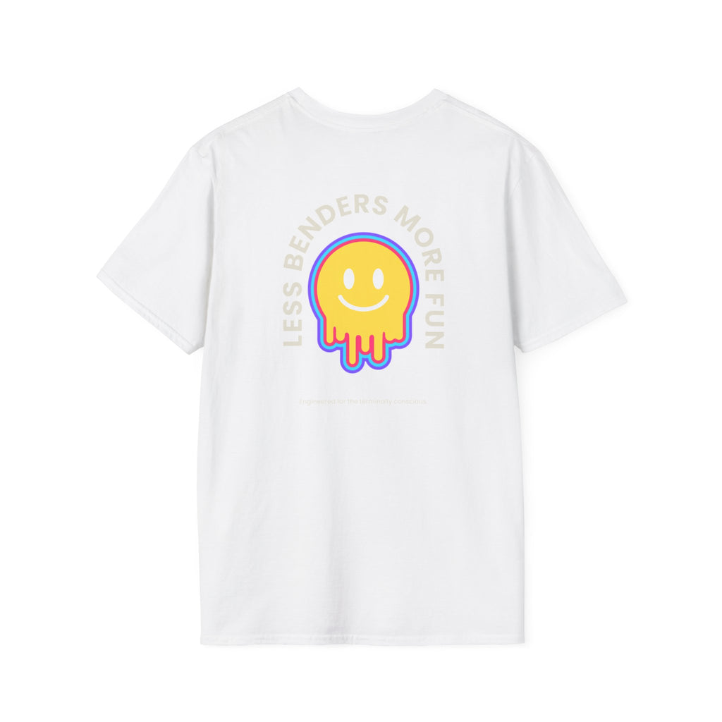 LESS BENDERS MORE FUN Front/Back Print Retro Smiley T-Shirt | Made For the Terminally Conscious
