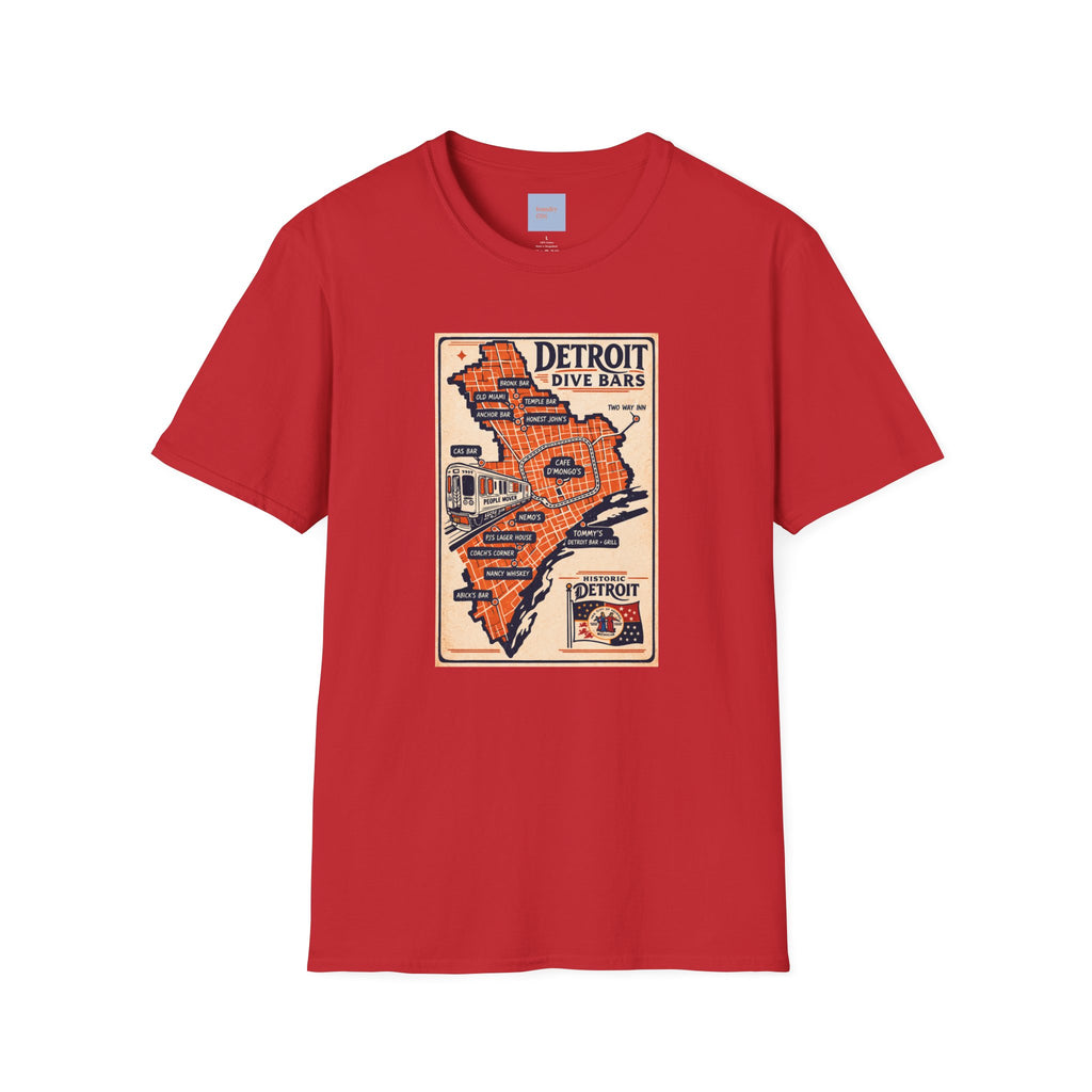 Detroit Dive Bars Map T-Shirt | Vintage City Map Design