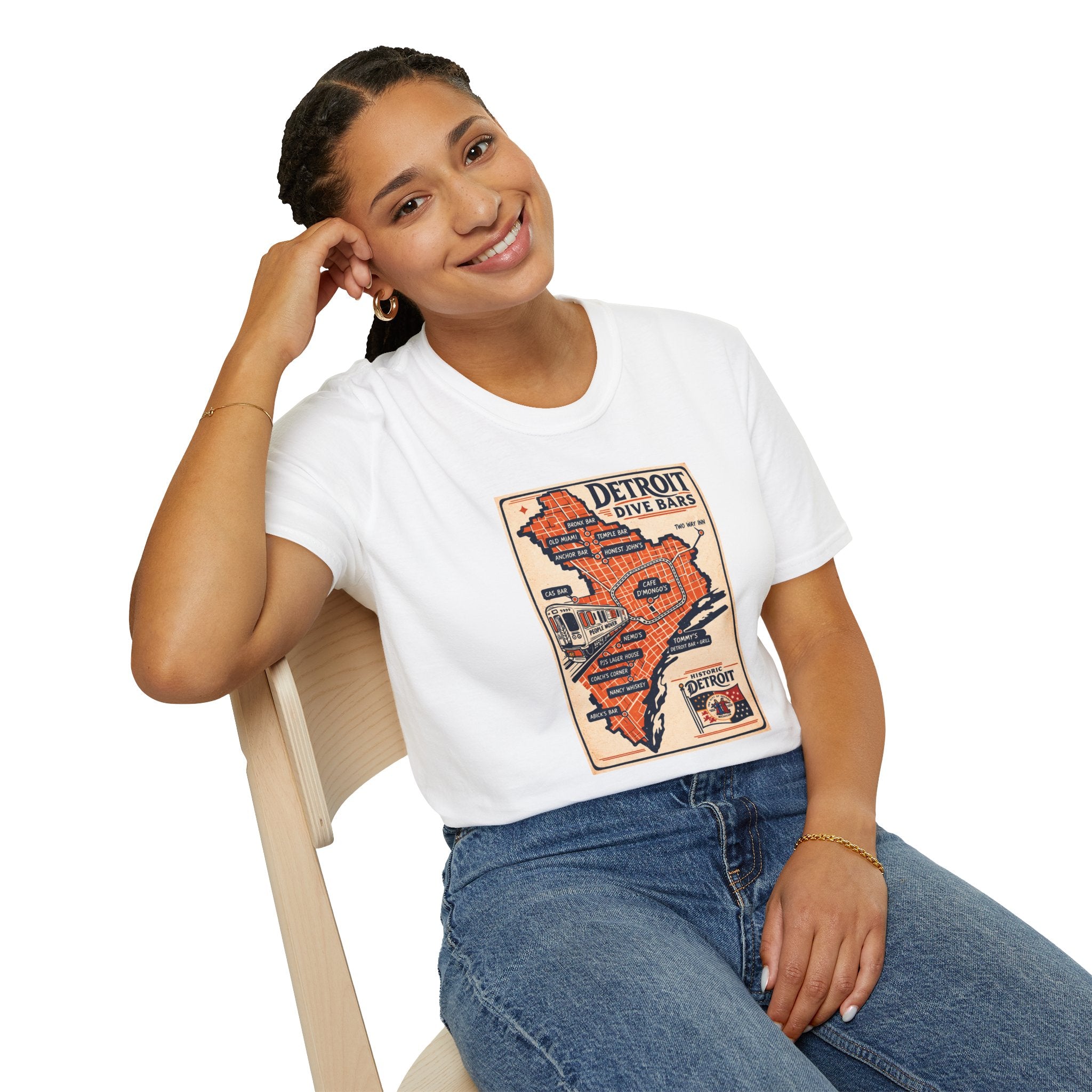 Detroit Dive Bars Map T-Shirt | Vintage City Map Design