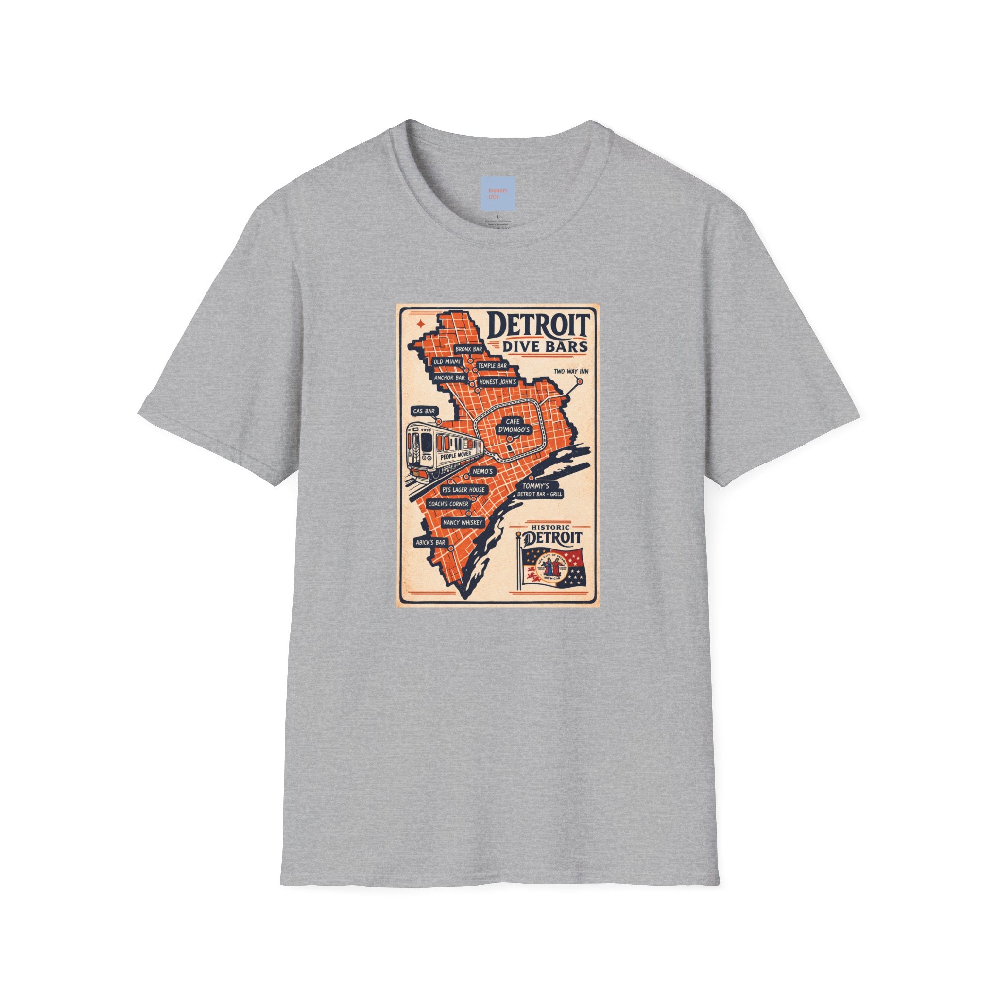 Detroit Dive Bars Map T-Shirt | Vintage City Map Design