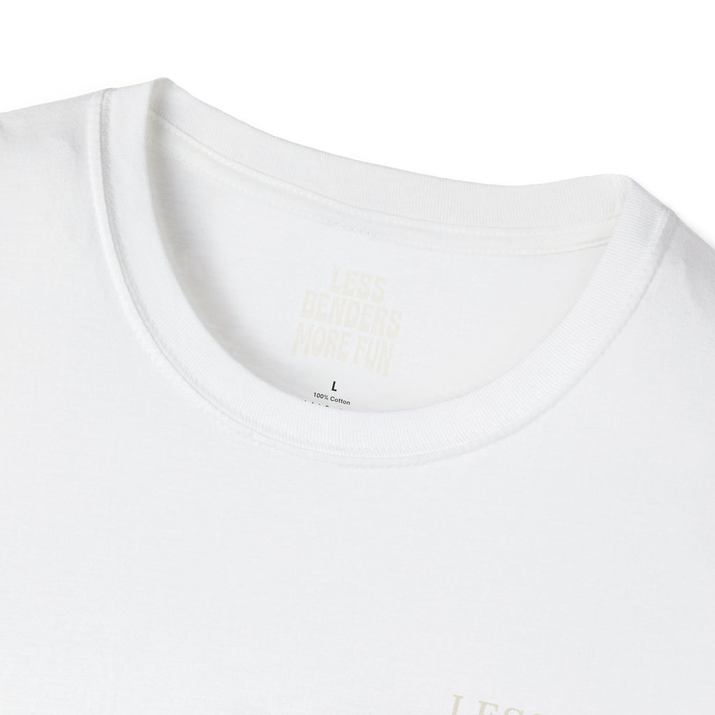 LESS BENDERS MORE FUN Front/Back Print Rainbow Retro T-Shirt - Made For the Terminally Conscious