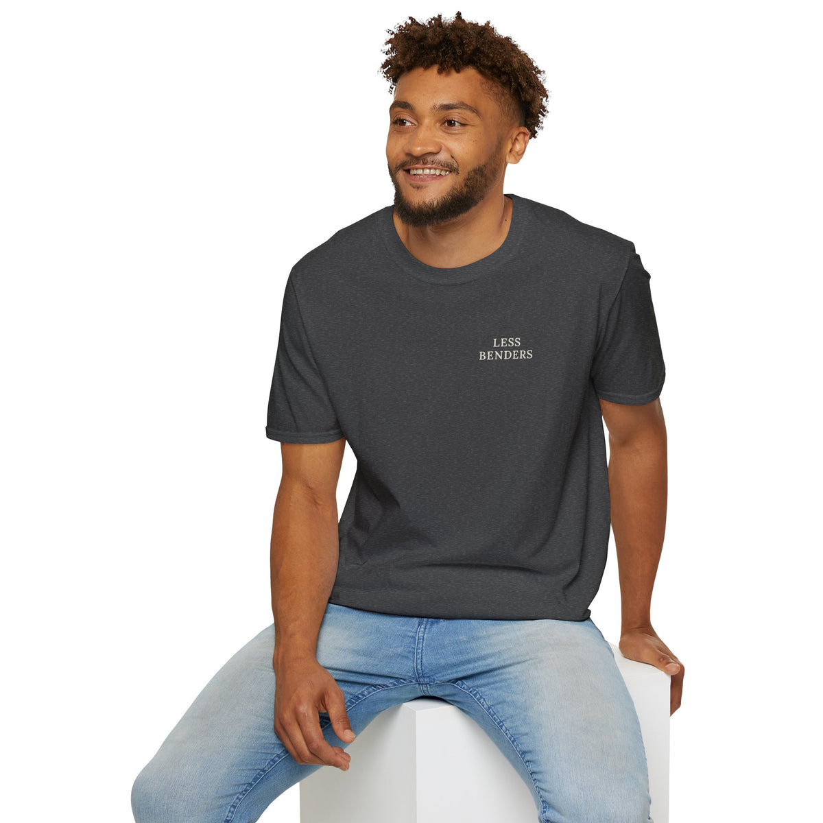 LESS BENDERS MORE FUN Front/Back Print Rainbow Retro T-Shirt - Made For the Terminally Conscious