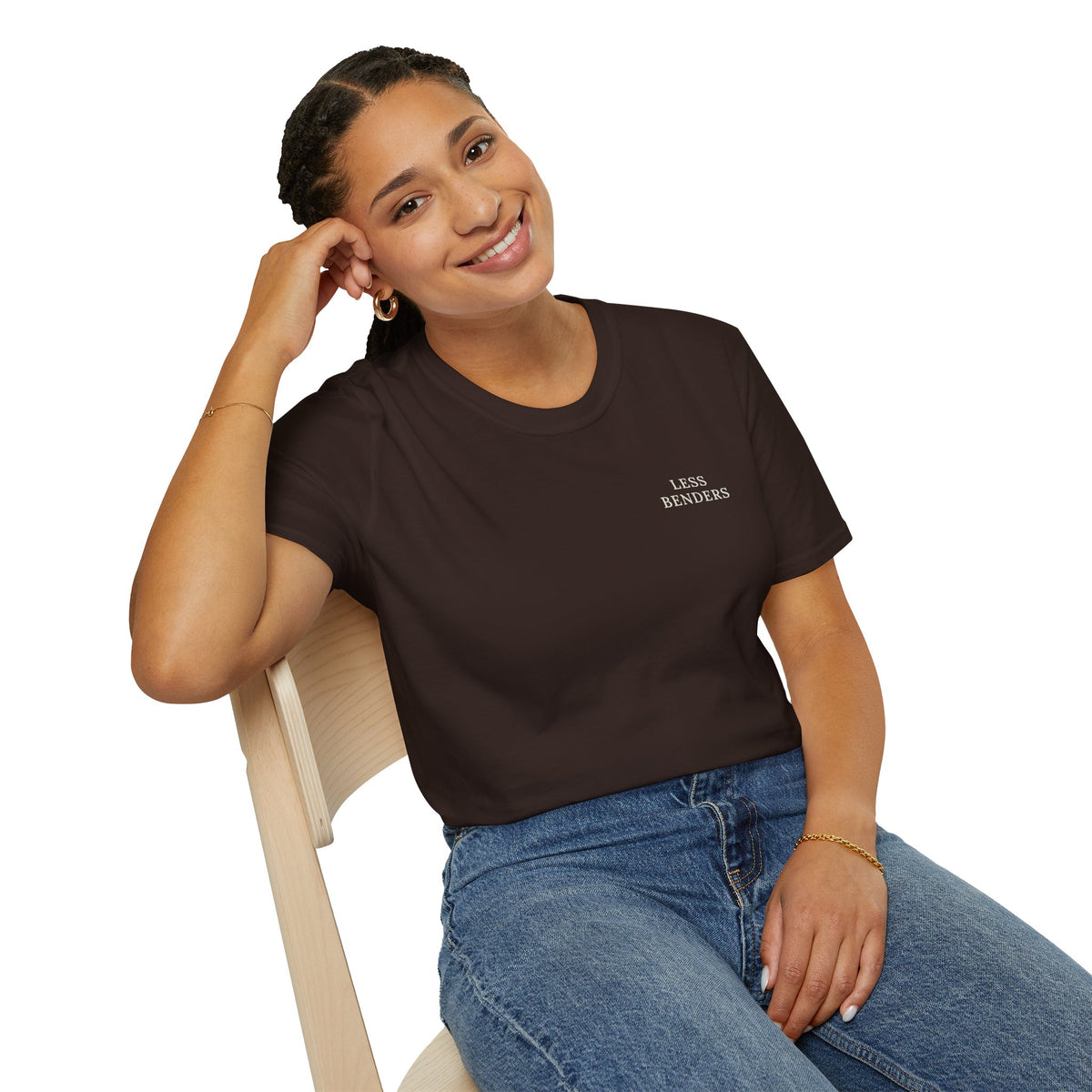 LESS BENDERS MORE FUN Front/Back Print Rainbow Retro T-Shirt - Made For the Terminally Conscious