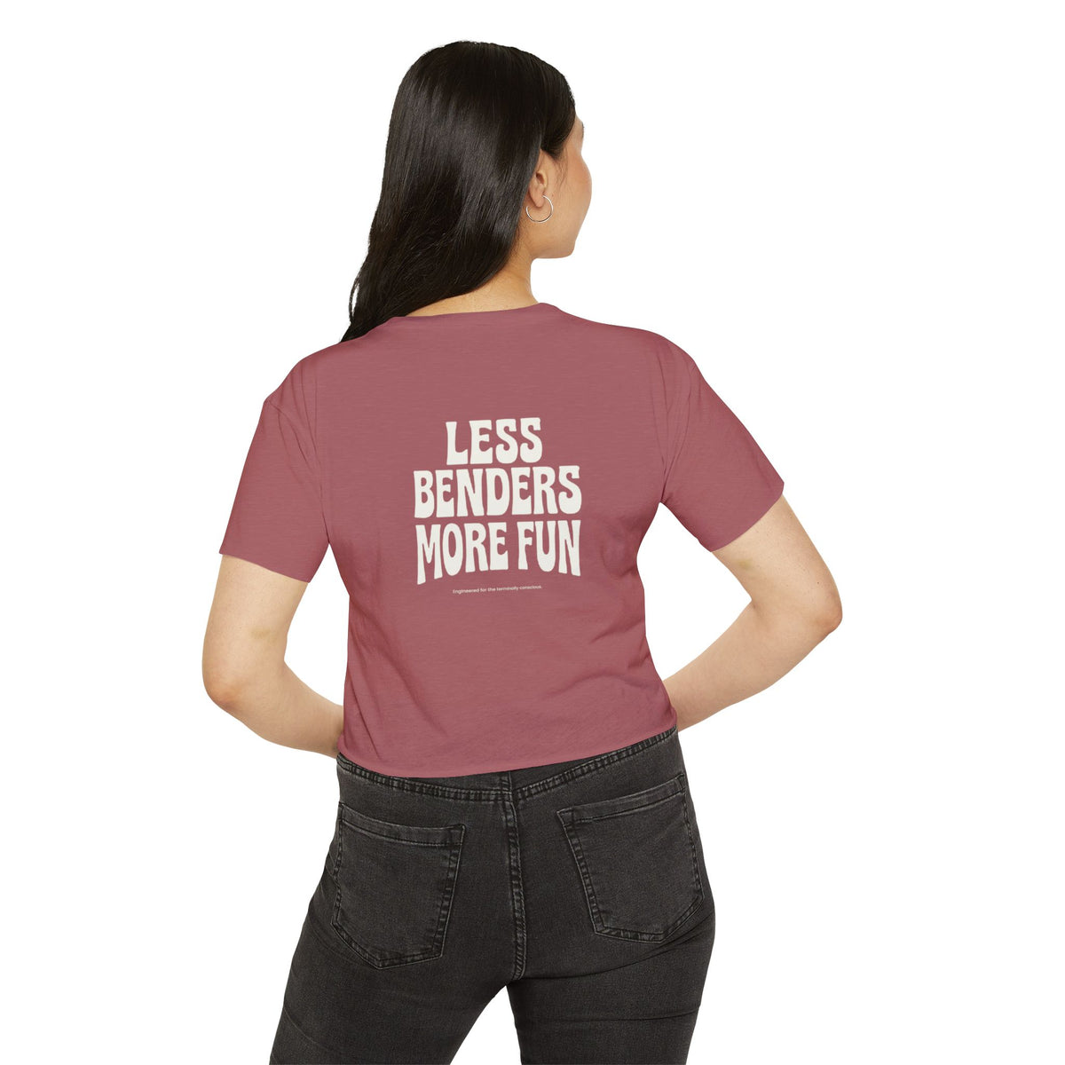 LESS BENDERS MORE FUN FRONT/BACK Print | Women's Festival Crop Top - Made For the Terminally Conscious