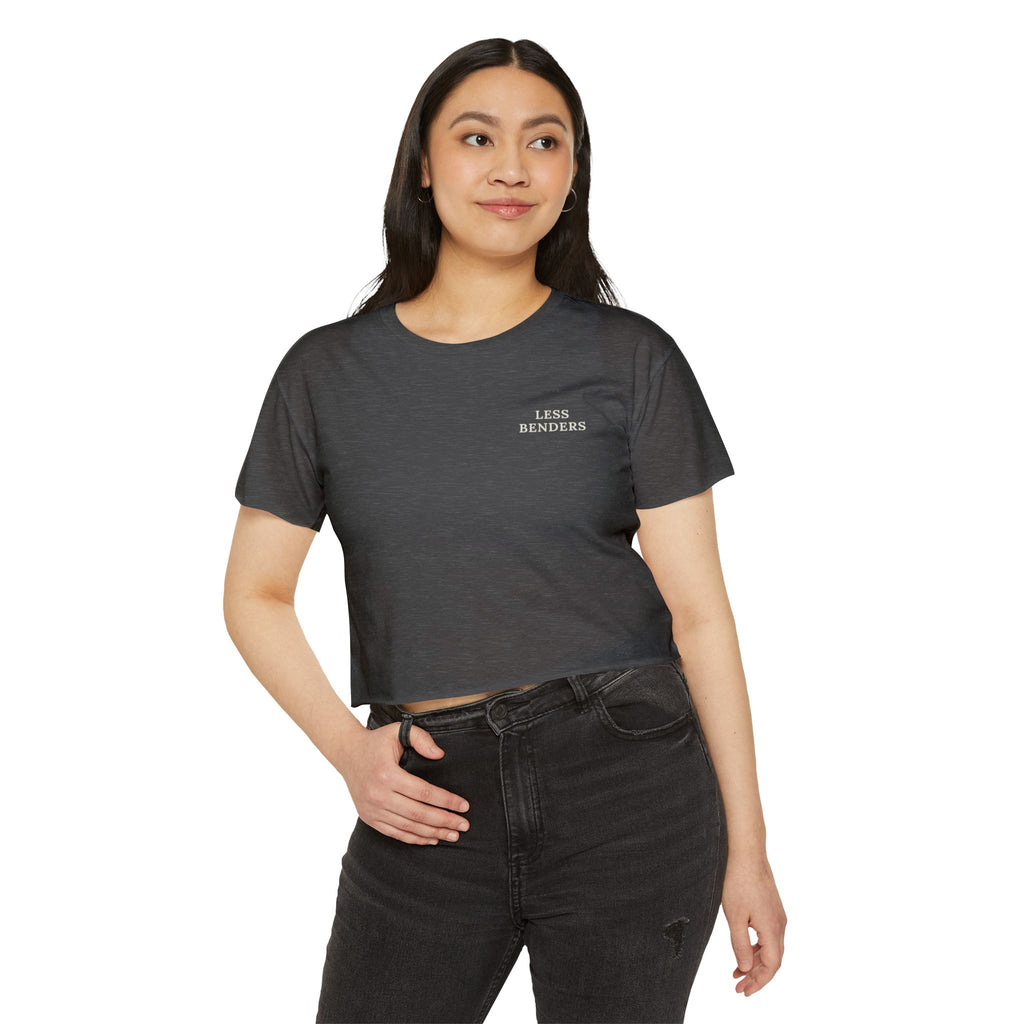 LESS BENDERS MORE FUN FRONT/BACK PRINT | Women's Festival Crop Top - Made For the Terminally Conscious