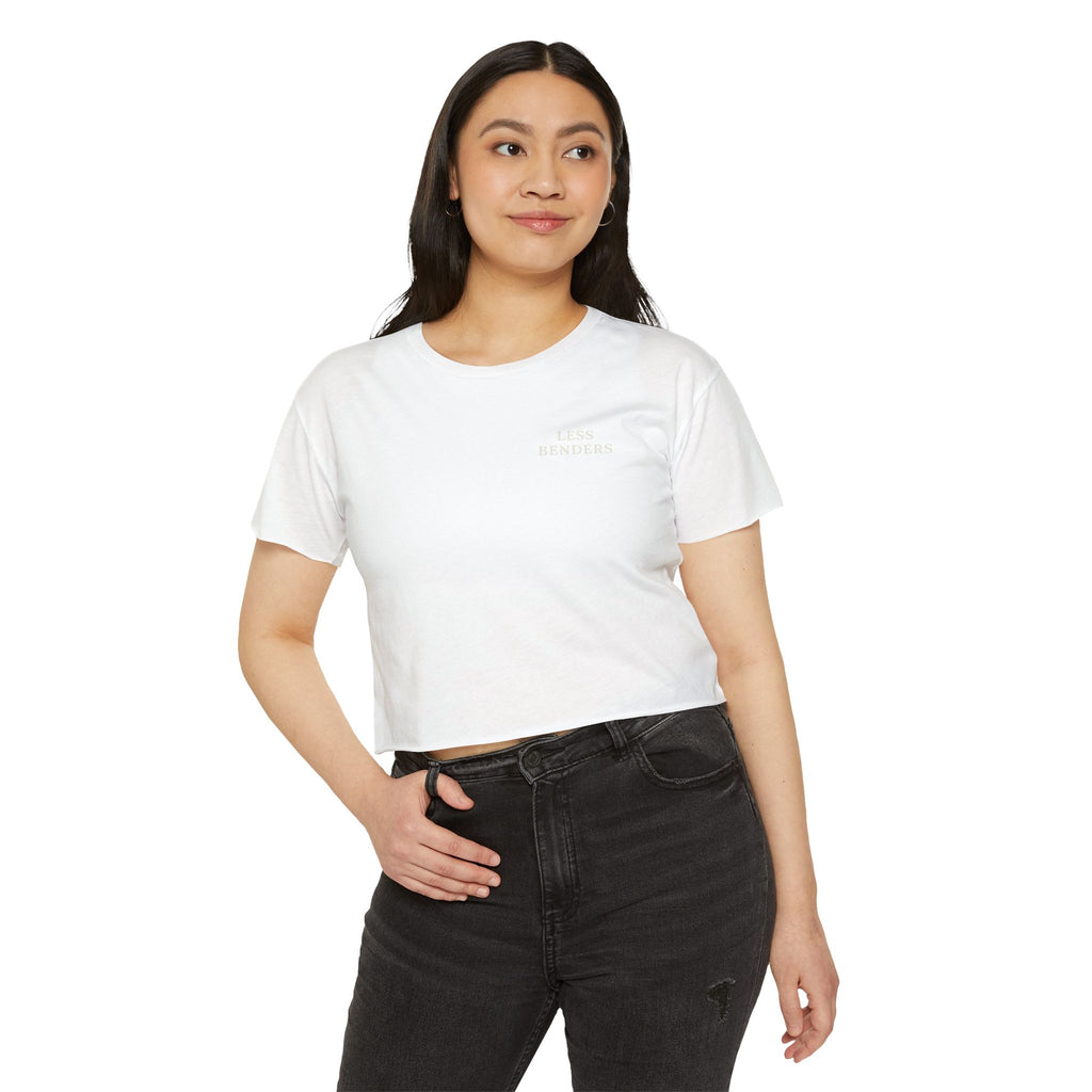 LESS BENDERS MORE FUN Front Print | Women's Festival Crop Top - Made For the Terminally Conscious
