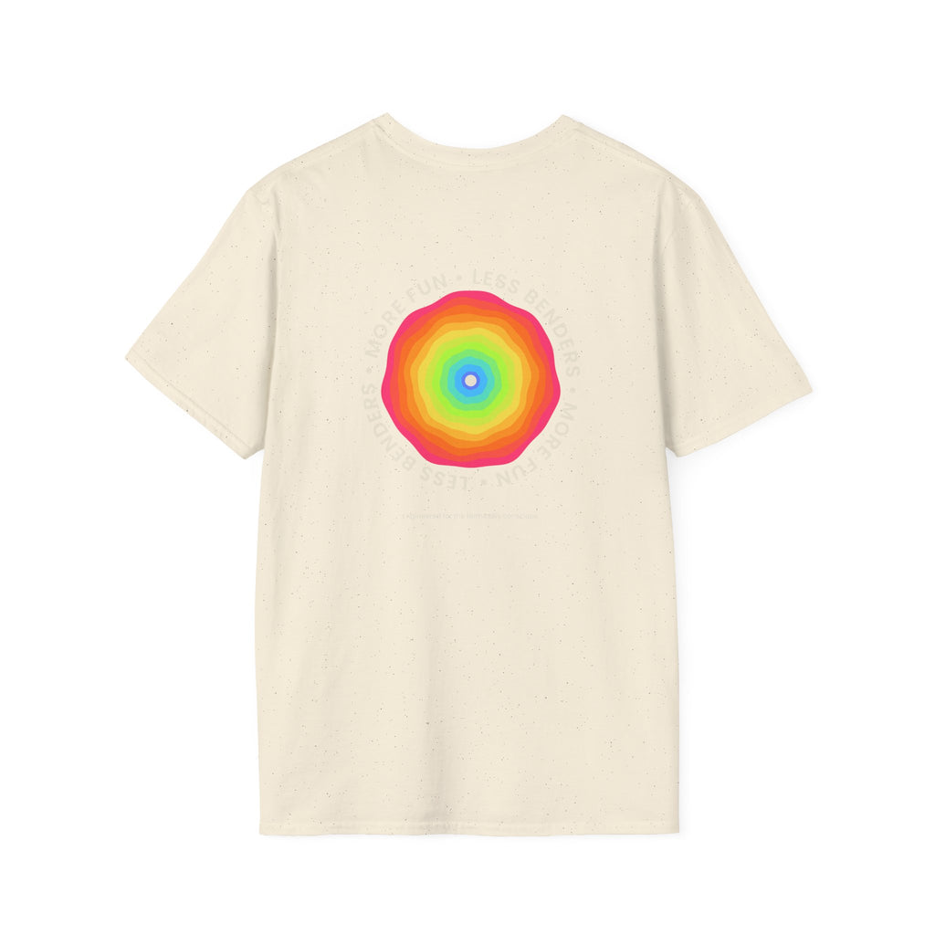 LESS BENDERS MORE FUN Front/Back Print Rainbow Retro T-Shirt - Made For the Terminally Conscious