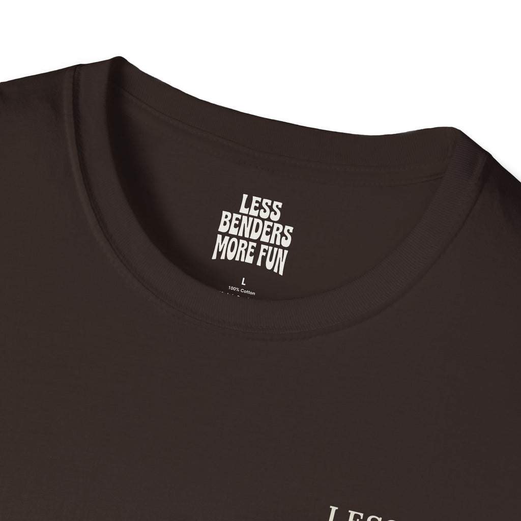 LESS BENDERS MORE FUN Front/Back Print Rainbow Retro T-Shirt - Made For the Terminally Conscious