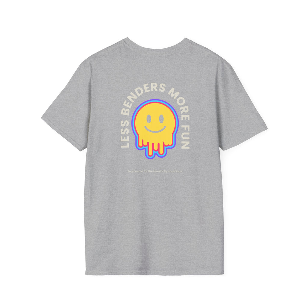 LESS BENDERS MORE FUN Front/Back Print Retro Smiley T-Shirt | Made For the Terminally Conscious
