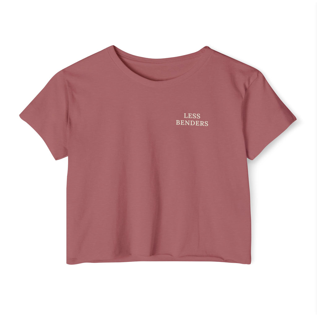 LESS BENDERS MORE FUN Front Print | Women's Festival Crop Top - Made For the Terminally Conscious