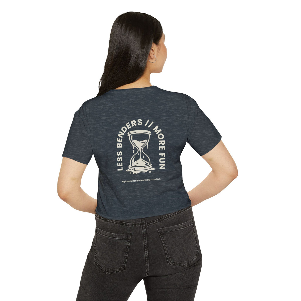 LESS BENDERS MORE FUN FRONT/BACK PRINT | Women's Festival Crop Top - Made For the Terminally Conscious