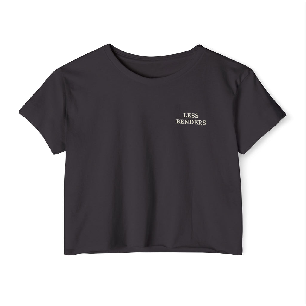 LESS BENDERS MORE FUN FRONT/BACK PRINT | Women's Festival Crop Top - Made For the Terminally Conscious